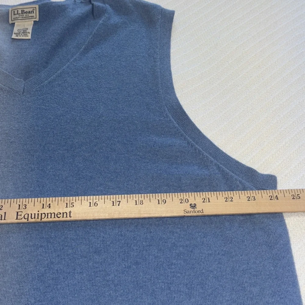 LL‎ Bean Sweater Vest Mens 2XL Blue Cotton Cashmere Blend Preppy Office